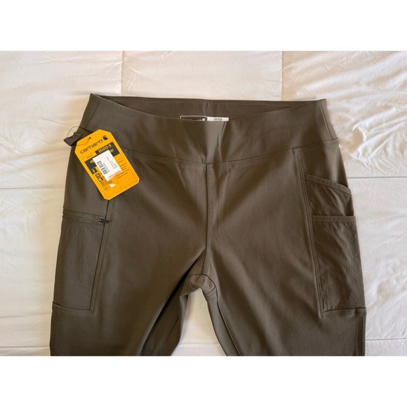 New Carhartt Womens Force Fitted Sz Large Regular Utility Leggings Olive Green - Picture 2 of 10
